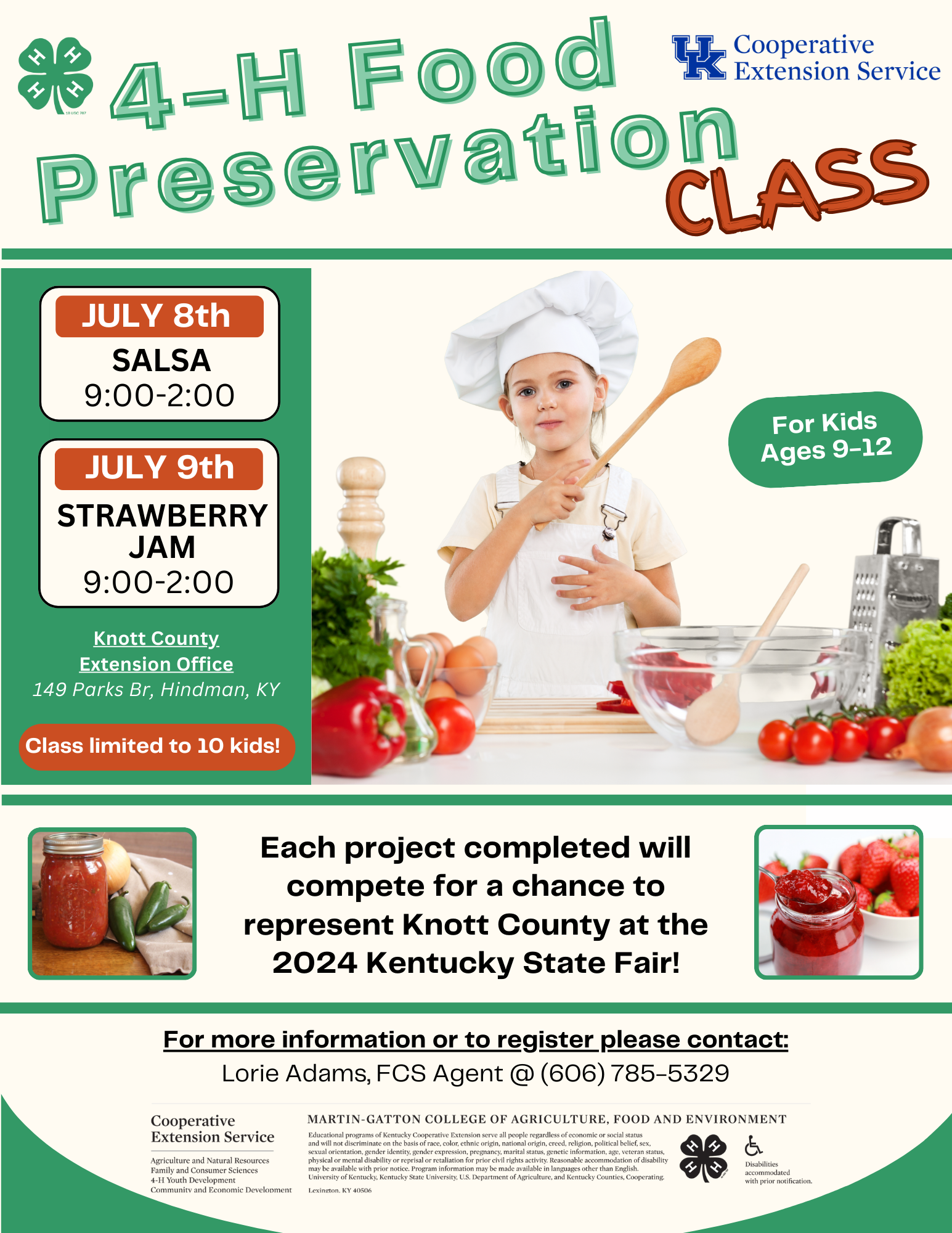 4-H Food Preservation flyer